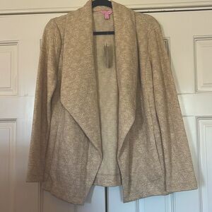 NWT LILLY PULITZER BREA WRAP IN HEATHERED WHEAT LUREX MIZNER JACQUARD